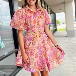 Pink floral dress